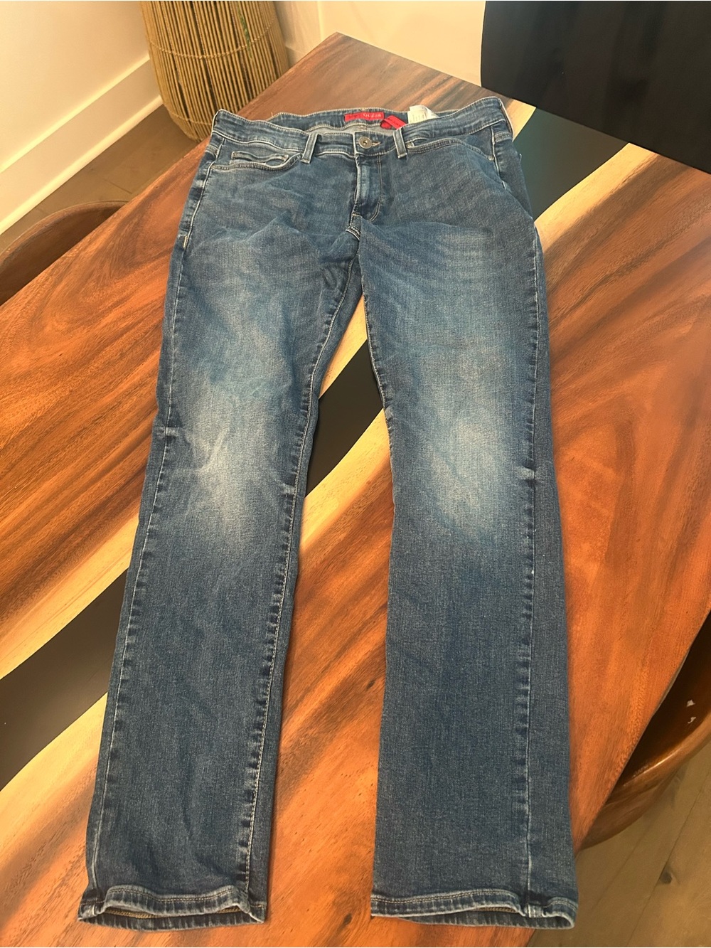 Guess Men's Blue Straight-Leg Jeans